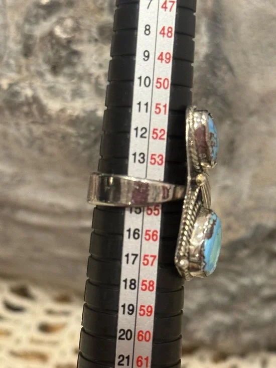 GOLDEN HILLS TURQUOISE 925 STERLING SILVER ADJUSTABLE RING - Picture 9 of 17